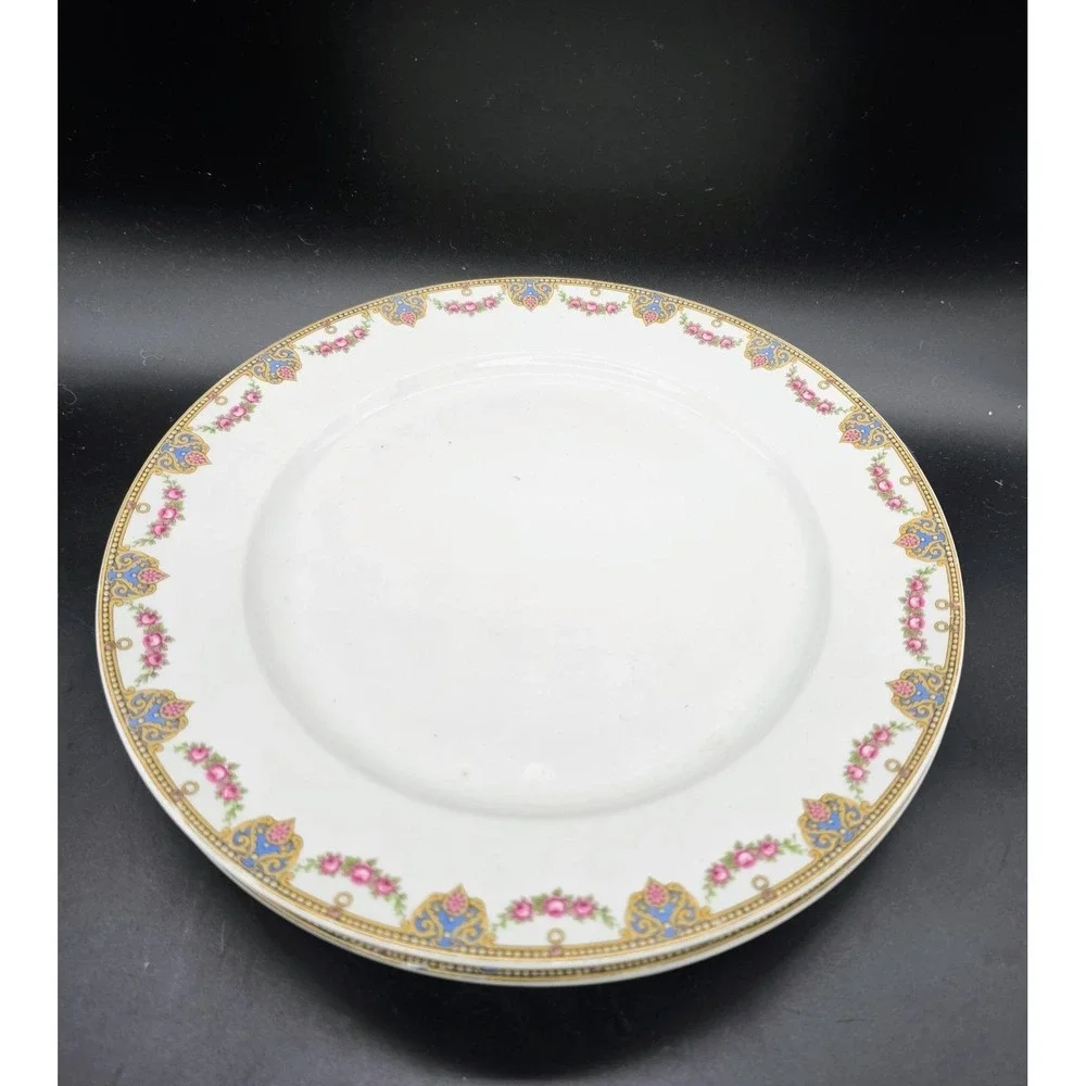 Set/3 Vintage T&V Limoges Porcelain Dinner Plat3 Floral Banner 10